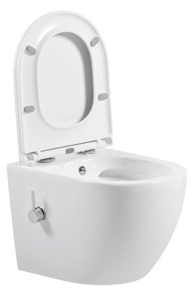 Erga Lily, závěsná WC mísa s funkcí bidetu + toaletní sedátko, bílá lesklá, ERG-V03-LILY-RIM-BID-WH
