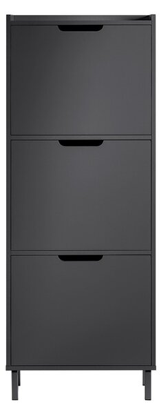Sobuy Fsr151-H-Sch Sklápěč Bot Se 3 Klopami Úzký Botník Botník Černá 50X129X19Cm