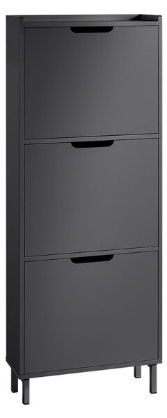 Sobuy Fsr151-H-Sch Sklápěč Bot Se 3 Klopami Úzký Botník Botník Černá 50X129X19Cm