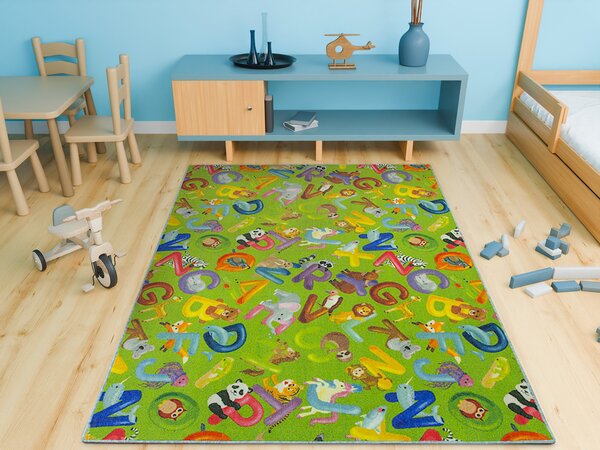 Kobercový ráj Dětský kusový koberec Alfabet 12 zelený Rozměr: 100x200 cm
