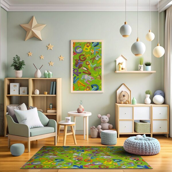 Kobercový ráj Dětský kusový koberec Alfabet 12 zelený Rozměr: 100x200 cm