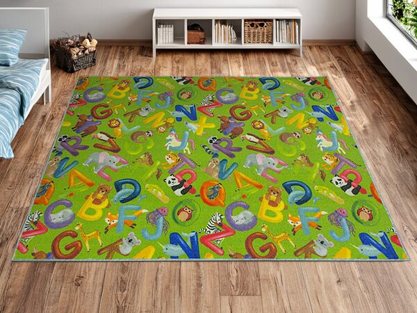 Kobercový ráj Dětský kusový koberec Alfabet 12 zelený Rozměr: 100x200 cm