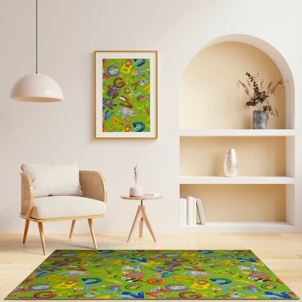 Kobercový ráj Dětský kusový koberec Alfabet 12 zelený Rozměr: 100x200 cm