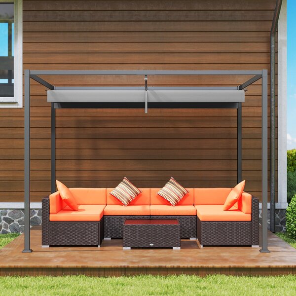 Outsunny Pergola přibližně 3x2m Zahradní Pavilon Terasové Krytí Kovový Samostatně Stojící Zahradní Pavilon s Nastavitelnou Střechou, UV Ochrana, Ochra