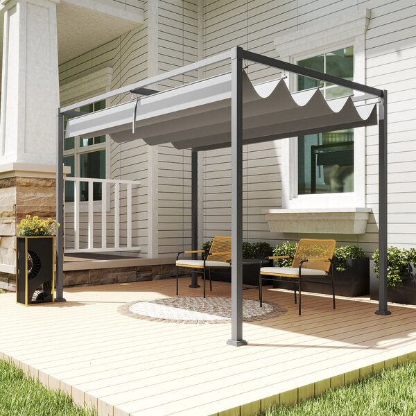 Outsunny Pergola přibližně 3x2m Zahradní Pavilon Terasové Krytí Kovový Samostatně Stojící Zahradní Pavilon s Nastavitelnou Střechou, UV Ochrana, Ochra