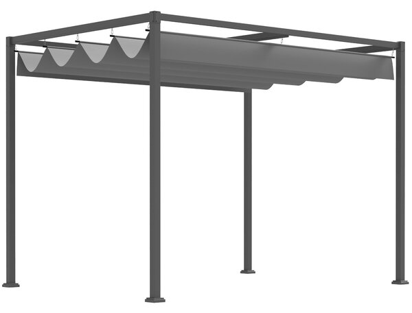 Outsunny Pergola přibližně 3x2m Zahradní Pavilon Terasové Krytí Kovový Samostatně Stojící Zahradní Pavilon s Nastavitelnou Střechou, UV Ochrana, Ochra