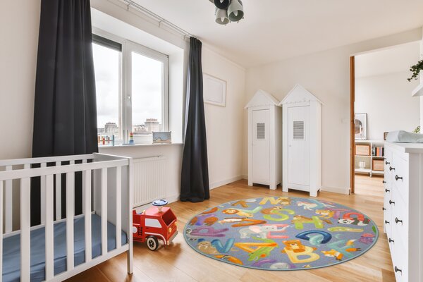 Kobercový ráj Dětský kulatý koberec Alfabet 19 šedý Rozměr: průměr 100 cm