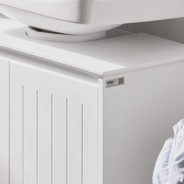 Sobuy Bzr108-Ii-W Umyvadlová Skříňka Skříňka Pod Umyvadlo Koupelnová Skříňka Koupelnový Nábytek Bílá 60X60X30Cm