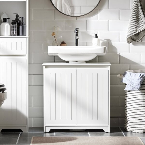 Sobuy Bzr108-Ii-W Umyvadlová Skříňka Skříňka Pod Umyvadlo Koupelnová Skříňka Koupelnový Nábytek Bílá 60X60X30Cm