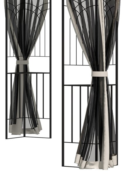 Zahradní altán Outsunny s dvojitou střechou a 4 bočními stěnami, kov + polyester, 2,99 x 2,99 x 2,74 m | Aosom