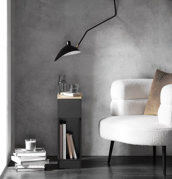 Sobuy Fbt111-Schx2 Noční Stolek Set 2 Ks Rozkládací Stolek Odkládací Stolek Úzký Telefonní Stolek Černá 20X60X35Cm