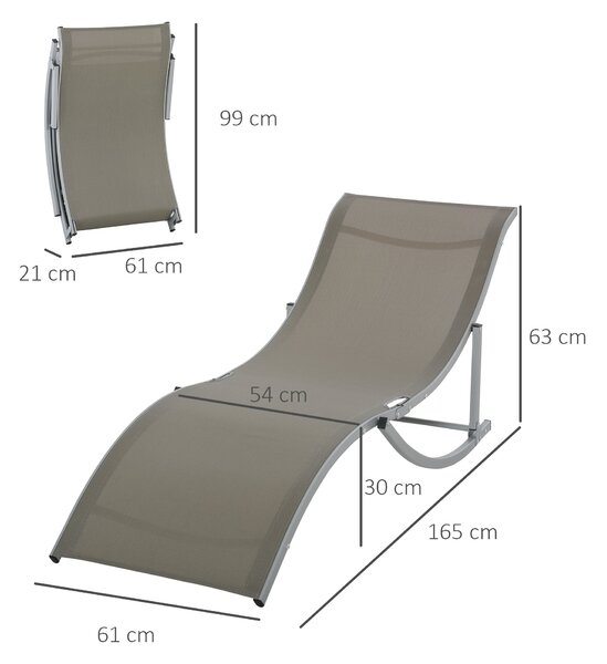 Outsunny 2dílná sada slunečních lehátek, zahradní lehátka, ergonomické textilní lehátko, hliníkové lehátko, světlá šedá 165 x 61 x 63 cm | Aosom