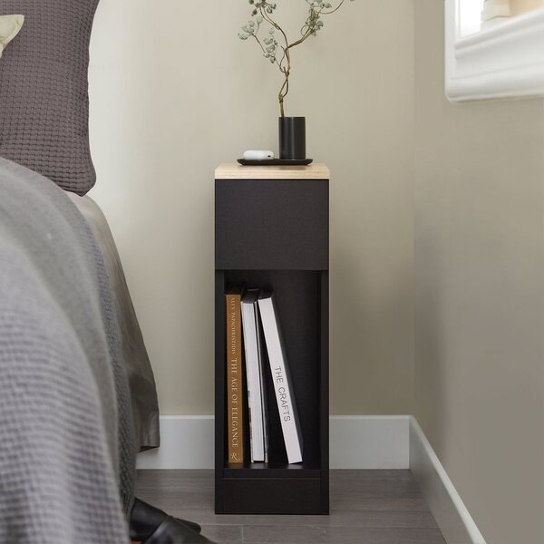Sobuy Fbt111-Schx2 Noční Stolek Set 2 Ks Rozkládací Stolek Odkládací Stolek Úzký Telefonní Stolek Černá 20X60X35Cm