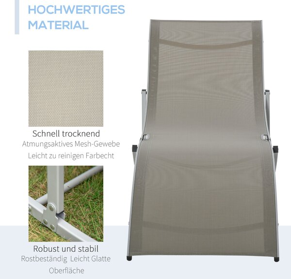 Outsunny 2dílná sada slunečních lehátek, zahradní lehátka, ergonomické textilní lehátko, hliníkové lehátko, světlá šedá 165 x 61 x 63 cm | Aosom