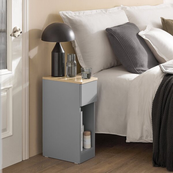 Sobuy Fbt111-Hgx2 Noční Stolek Set 2 Ks Rozkládací Stolek Odkládací Stolek Noční Skříňka Světle Šedá 20X60X35Cm