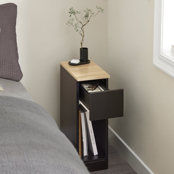 Sobuy Fbt111-Schx2 Noční Stolek Set 2 Ks Rozkládací Stolek Odkládací Stolek Úzký Telefonní Stolek Černá 20X60X35Cm