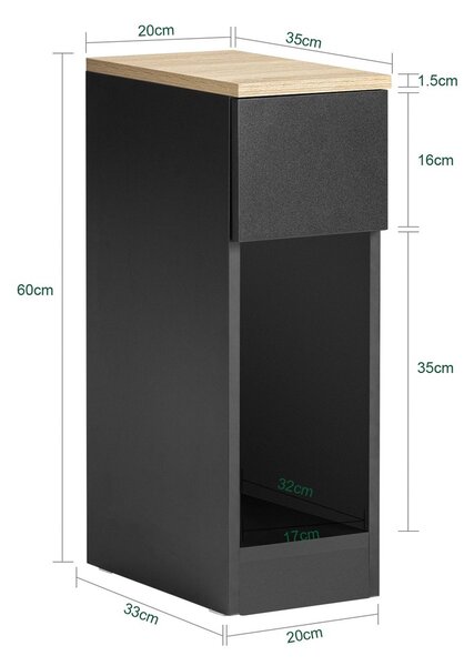 Sobuy Fbt111-Schx2 Noční Stolek Set 2 Ks Rozkládací Stolek Odkládací Stolek Úzký Telefonní Stolek Černá 20X60X35Cm