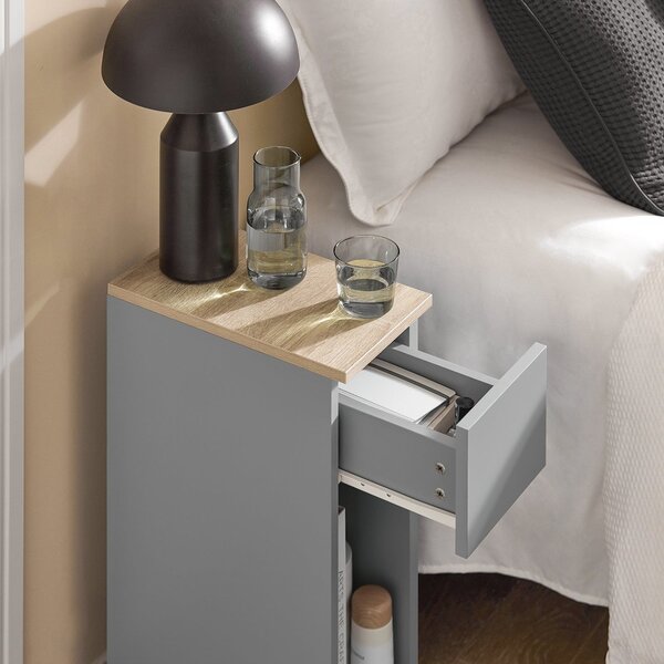 Sobuy Fbt111-Hgx2 Noční Stolek Set 2 Ks Rozkládací Stolek Odkládací Stolek Noční Skříňka Světle Šedá 20X60X35Cm
