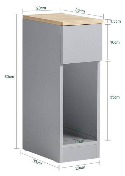 Sobuy Fbt111-Hgx2 Noční Stolek Set 2 Ks Rozkládací Stolek Odkládací Stolek Noční Skříňka Světle Šedá 20X60X35Cm