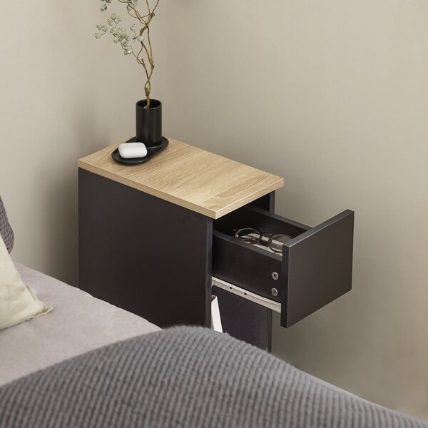 Sobuy Fbt111-Schx2 Noční Stolek Set 2 Ks Rozkládací Stolek Odkládací Stolek Úzký Telefonní Stolek Černá 20X60X35Cm