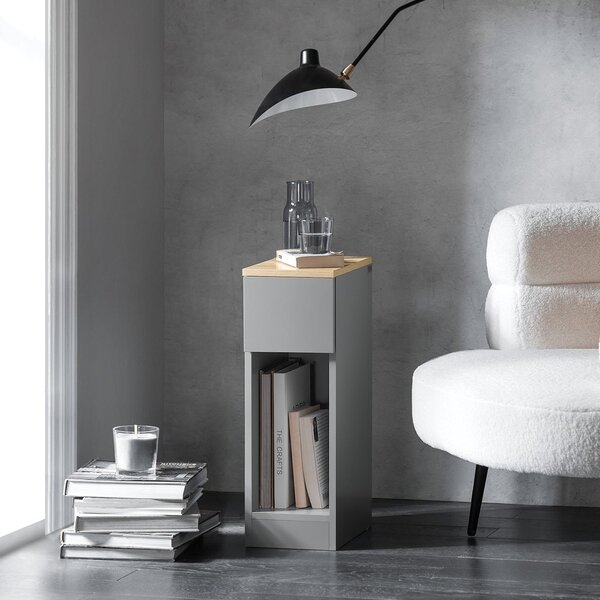 Sobuy Fbt111-Hgx2 Noční Stolek Set 2 Ks Rozkládací Stolek Odkládací Stolek Noční Skříňka Světle Šedá 20X60X35Cm