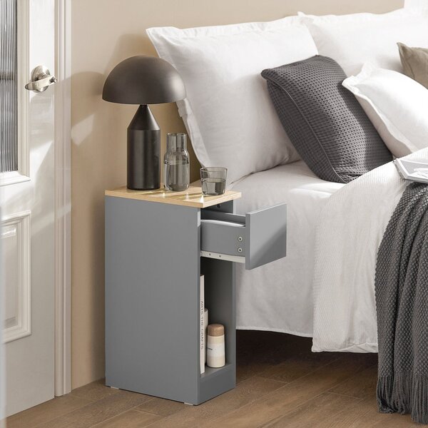 Sobuy Fbt111-Hgx2 Noční Stolek Set 2 Ks Rozkládací Stolek Odkládací Stolek Noční Skříňka Světle Šedá 20X60X35Cm