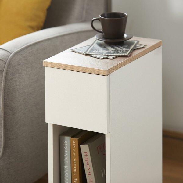 Sobuy Fbt111-Wn X2 Noční Stolek Sada 2 Rozkládací Stolek Odkládací Stolek Noční Stolek Bílá 20X60X35Cm