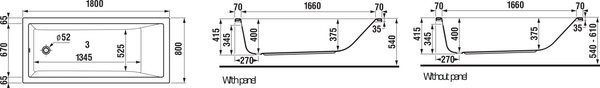 Jika Cubito obdélníková vana 180x80 cm bílá H2234200000001