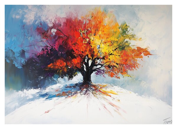Skleněný obraz - Pestrobarevný strom (70x50 cm)