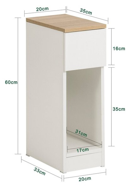 Sobuy Fbt111-Wn X2 Noční Stolek Sada 2 Rozkládací Stolek Odkládací Stolek Noční Stolek Bílá 20X60X35Cm