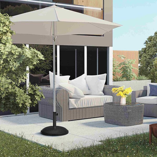Slunečníkový stojan Outsunny z nerezové oceli s rukojeťmi, polokruhový držák deštníku, zatížení pro deštníky Ø3,8-Ø4,8 cm, pro balkon, terasu, zahradu