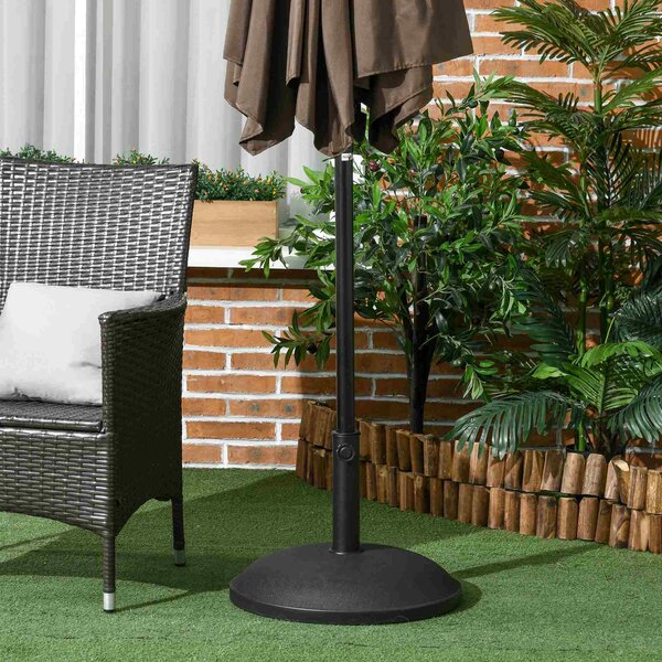 Slunečníkový stojan Outsunny z nerezové oceli s rukojeťmi, polokruhový držák deštníku, zatížení pro deštníky Ø3,8-Ø4,8 cm, pro balkon, terasu, zahradu