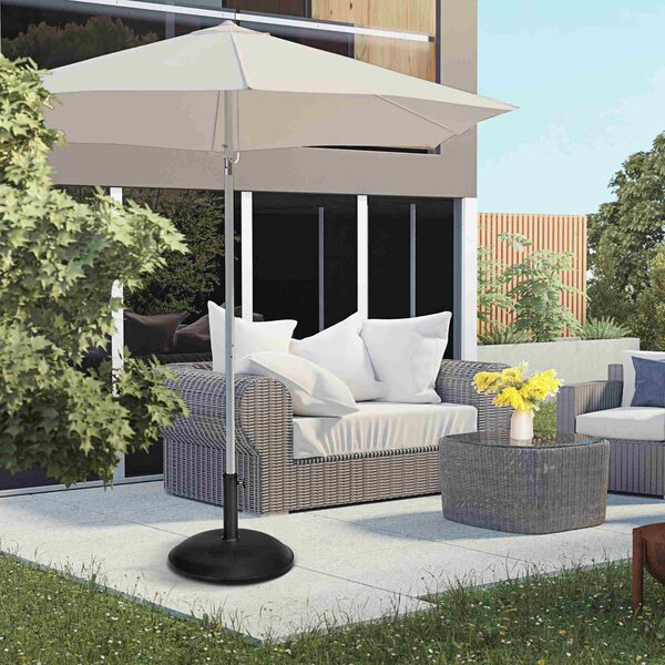 Stojan na slunečník Outsunny z nerezové oceli s rukojeťmi, polokruhový držák na slunečník, zátěž pro slunečníky Ø3.8-Ø4.8 cm, pro balkon, terasu, zahr