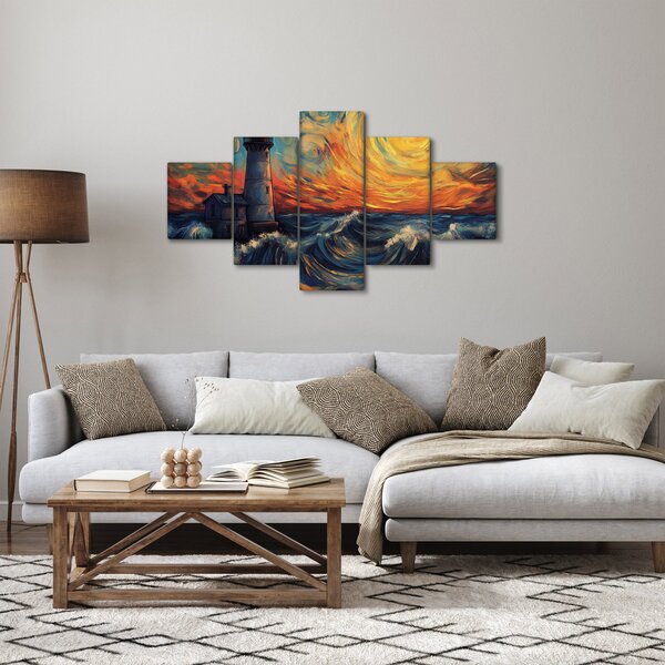 Obraz - Maják ve vlnách (125x70 cm)