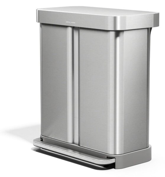 Pedálový odpadkový koš Simplehuman na tříděný odpad – 58l (34/24), kartáčovaná ocel, FPP