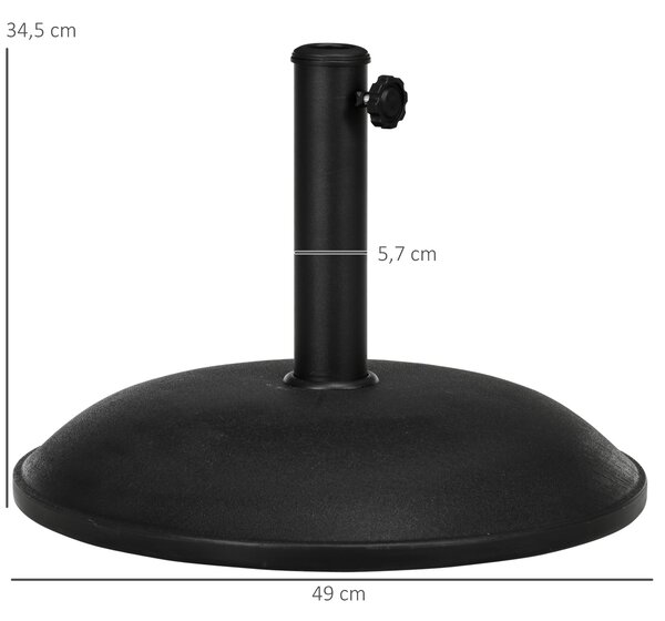 Stojan na slunečník Outsunny z nerezové oceli s rukojeťmi, polokruhový držák na slunečník, zátěž pro slunečníky Ø3.8-Ø4.8 cm, pro balkon, terasu, zahr