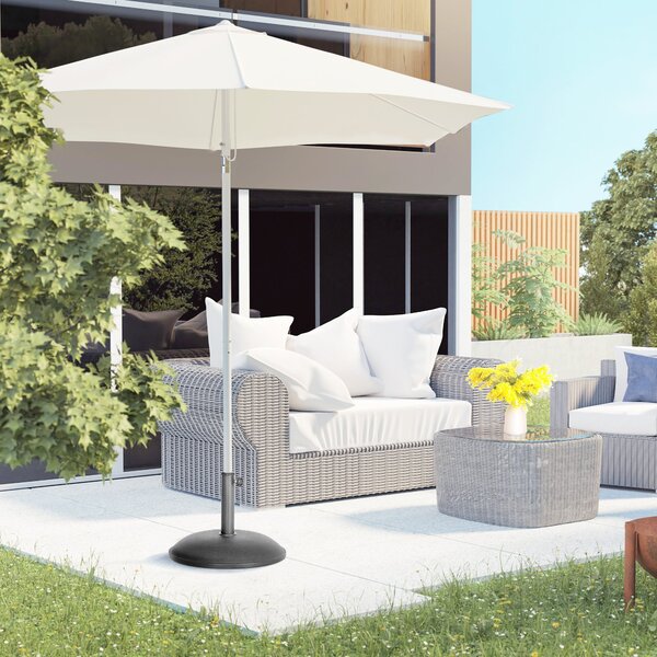 Stojan na slunečník Outsunny z nerezové oceli s rukojeťmi, polokruhový držák na slunečník, zátěž pro slunečníky Ø3.8-Ø4.8 cm, pro balkon, terasu, zahr