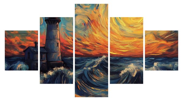 Obraz - Maják ve vlnách (125x70 cm)