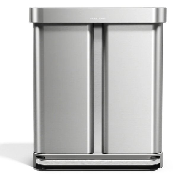 Pedálový odpadkový koš Simplehuman na tříděný odpad – 58l (34/24), kartáčovaná ocel, FPP