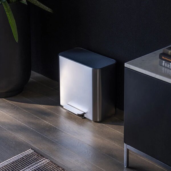 Simplehuman pedálový odpadkový koš na tříděný odpad DUAL MINI, 15 L, nerezová ocel