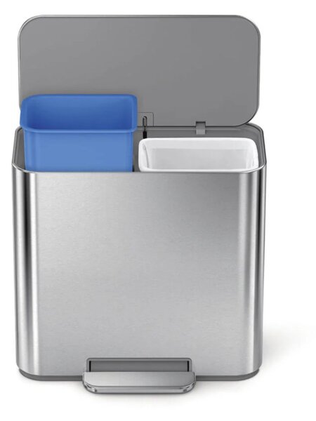 Simplehuman pedálový odpadkový koš na tříděný odpad DUAL MINI, 15 L, nerezová ocel