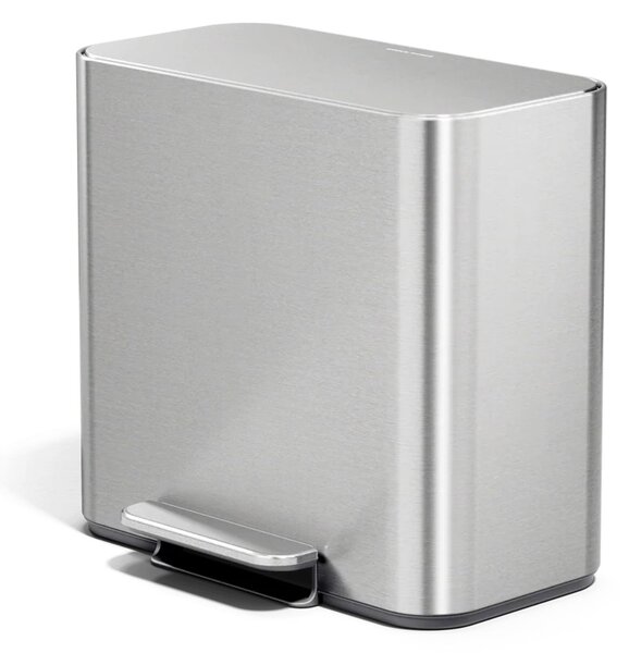 Simplehuman pedálový odpadkový koš na tříděný odpad DUAL MINI, 15 L, nerezová ocel