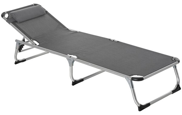 Skládací sluneční lehátko Outsunny s polštářem, zahradní lehátko s polohovatelným opěradlem, až 120 kg nosnost | Aosom