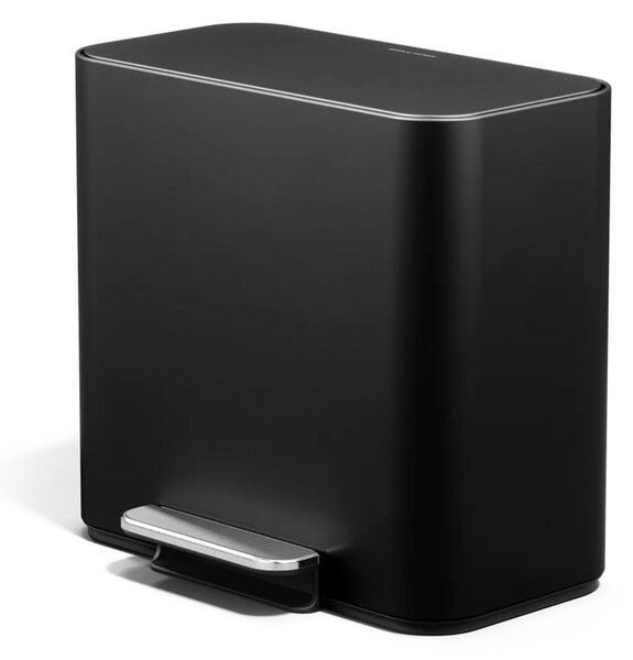 Simplehuman pedálový odpadkový koš na tříděný odpad DUAL MINI, 15 L, matná černá ocel