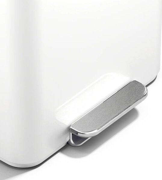 Simplehuman pedálový odpadkový koš na tříděný odpad DUAL MINI, 15 L, bílá ocel