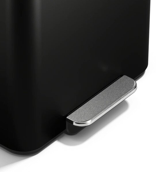 Simplehuman pedálový odpadkový koš na tříděný odpad DUAL MINI, 15 L, matná černá ocel