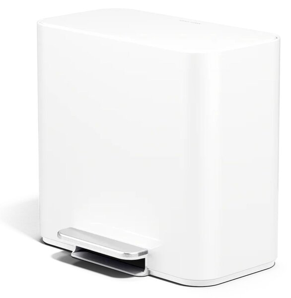 Simplehuman pedálový odpadkový koš na tříděný odpad DUAL MINI, 15 L, bílá ocel