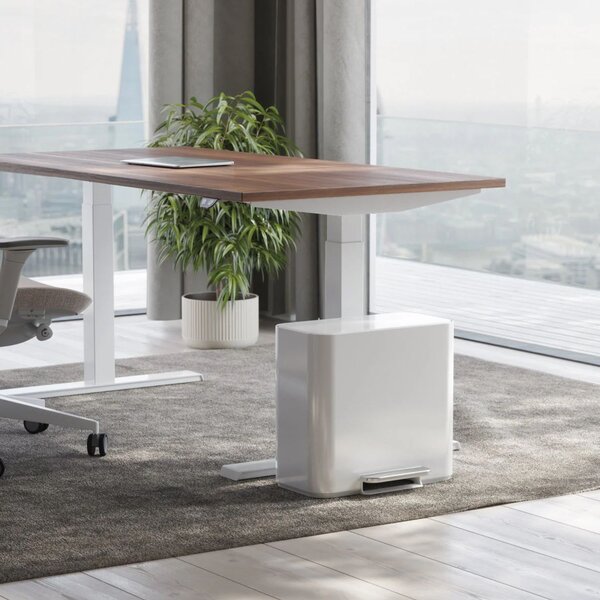 Simplehuman pedálový odpadkový koš na tříděný odpad DUAL MINI, 15 L, bílá ocel