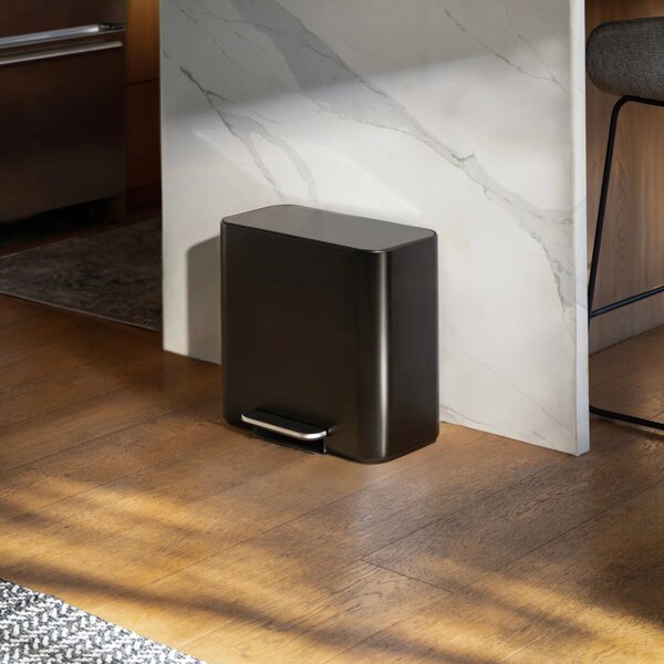Simplehuman pedálový odpadkový koš na tříděný odpad DUAL MINI, 15 L, matná černá ocel