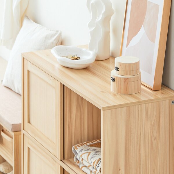 Sobuy Fsb87-N Sideboard S Posuvnými Dveřmi Kuchyňská Skříň Odkládací Skříňka Nízká Komoda Přírodní